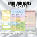 Habit Tracker & Goal Setting Planner PDF PNG | Monthly Weekly Daily Log | Productivity Tool | Routine Builder | New Year Resolution | ADHD Friendly | Discipline Chart | Instant Download