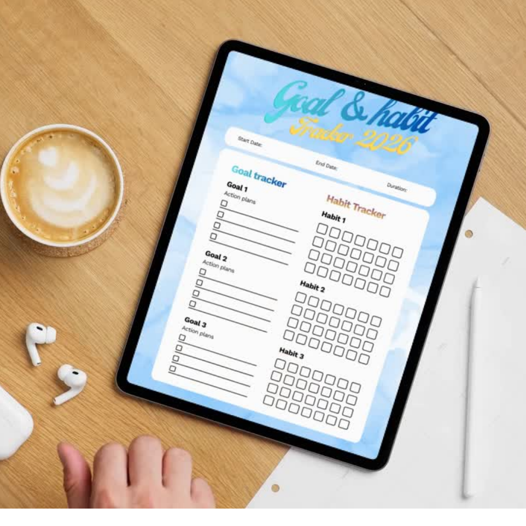 Habit Tracker & Goal Setting Planner PDF PNG | Monthly Weekly Daily Log | Productivity Tool | Routine Builder | New Year Resolution | ADHD Friendly | Discipline Chart | Instant Download