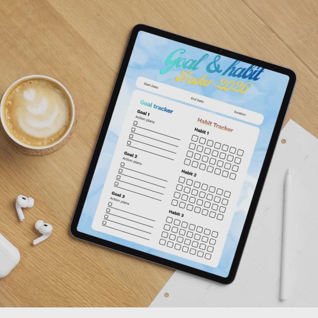 Habit Tracker & Goal Setting Planner PDF PNG | Monthly Weekly Daily Log | Productivity Tool | Routine Builder | New Year Resolution | ADHD Friendly | Discipline Chart | Instant Download